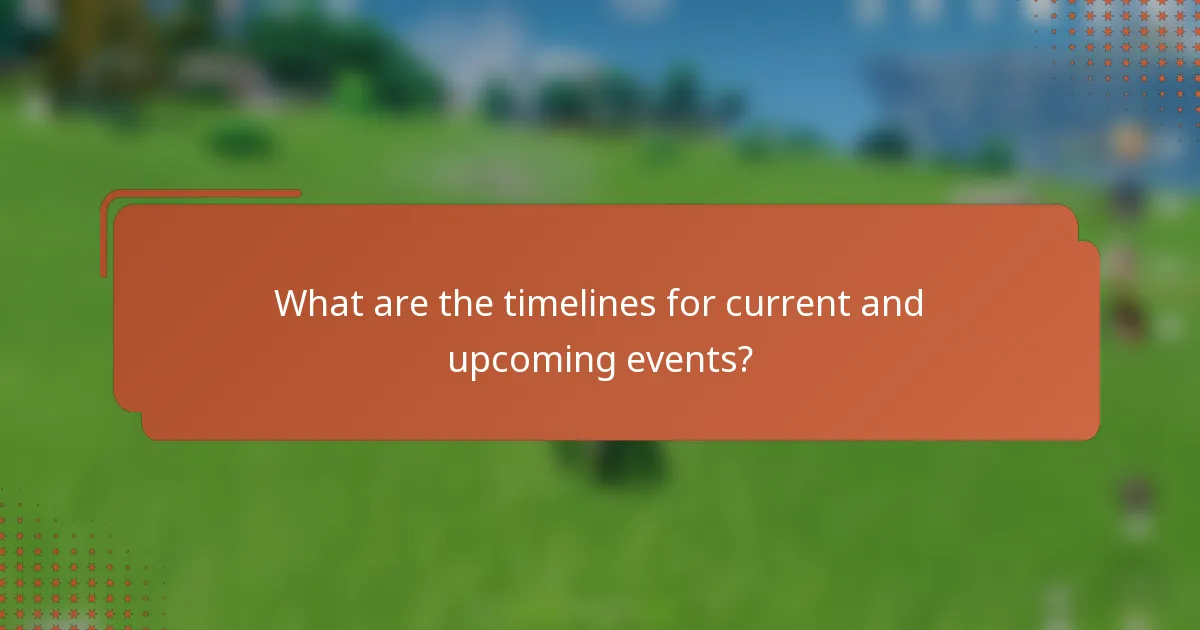What are the timelines for current and upcoming events?